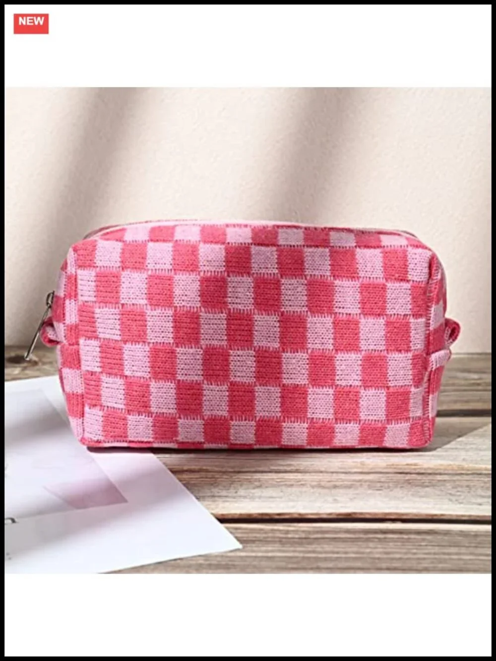 Checkered Canvas Cosmetic Bag Set - 2 Pack Travel Makeup Organizer Waterproof